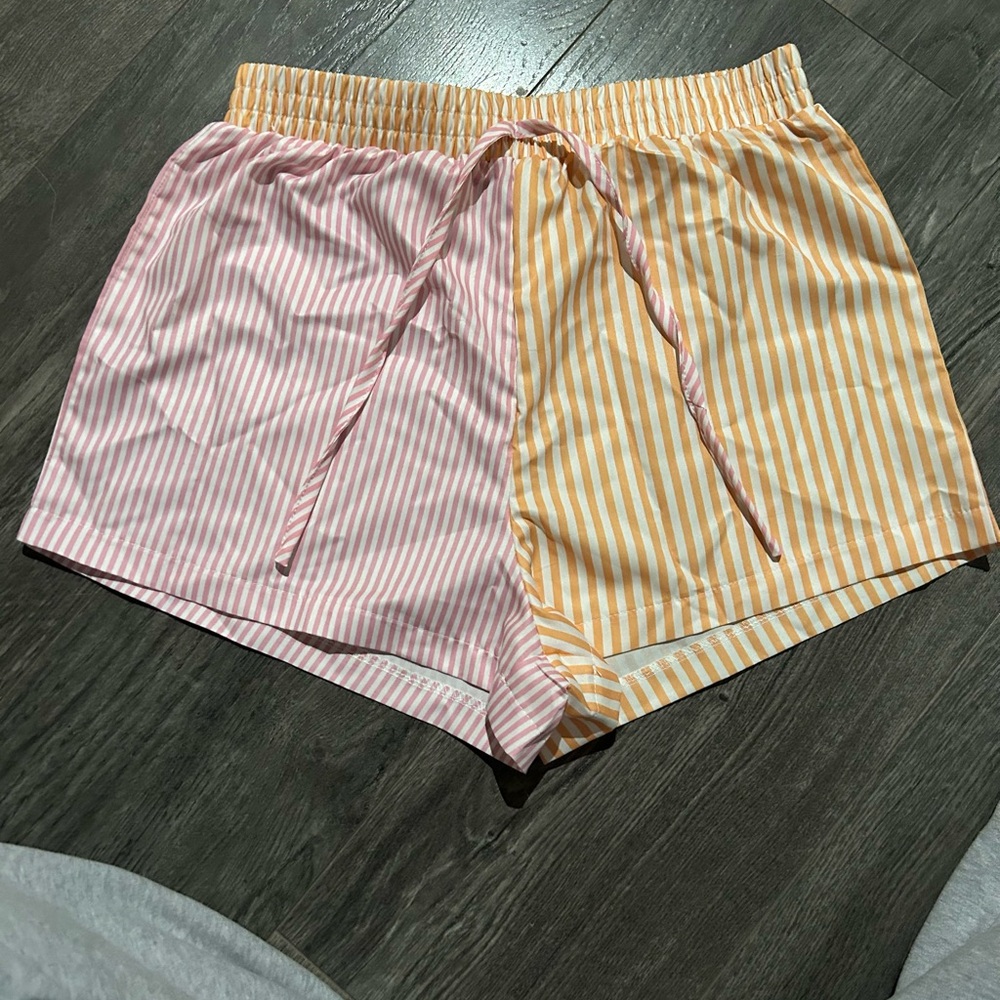 SHEIN Dual-Tone Striped Athletic Shorts